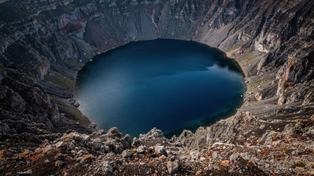 Crater of volcano. View from the crater