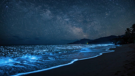 Milky way over the sea and starry sky.