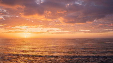 Beautiful sunset over the sea. Panoramic view of the sea