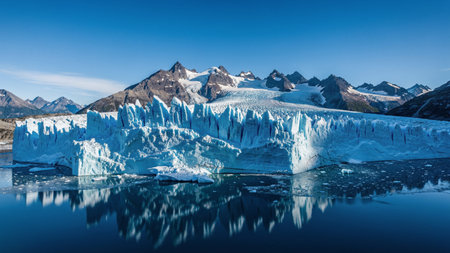 Patagonian landscape with icebergs and blue sky, Argentina, South America