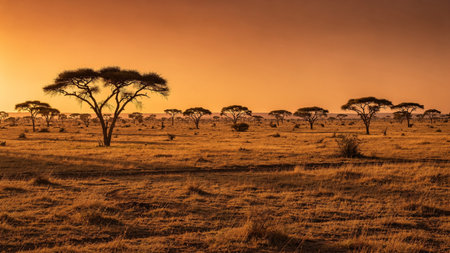 Sunset in Serengeti National Park, Tanzania, Africa