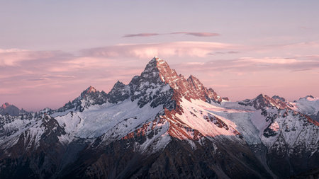 Mountain peaks at sunset