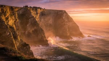 Panoramic view of the cliffs at sunset. California, USA