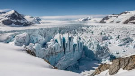 Panoramic view of Perito Moreno glacier in Los Glaciares National Park, Argentina