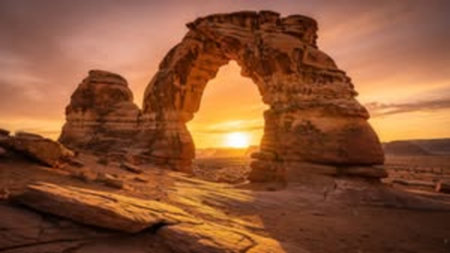 Sunset at the Arches National Park, Utah, USA.