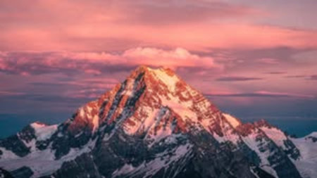 Panoramic view of the Himalayas at sunset, Nepal