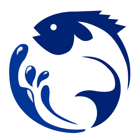 <p>fish logo template design illustration. fish with water splash logotype</p>のイラスト素材