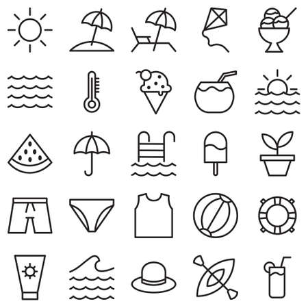 icon set summerのイラスト素材