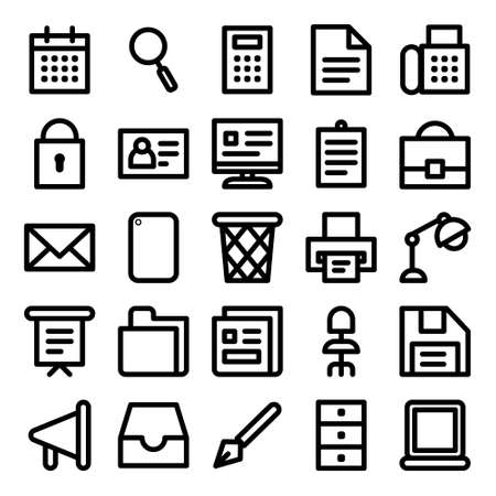 vector office icon setのイラスト素材