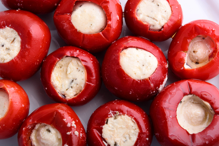 Pepper stuffed with cheeseの写真素材