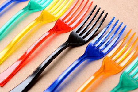 color plastic forksの写真素材