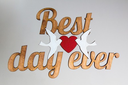 Best day ever. Modern calligraphy. Motivational quote. Wood words.の写真素材