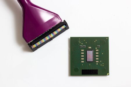 Computer Hardware on white background concept close up