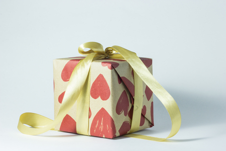 Gift box with hearts, gift concept for loversの写真素材