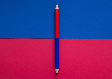 Red blue pencil on background, concept of educationの写真素材