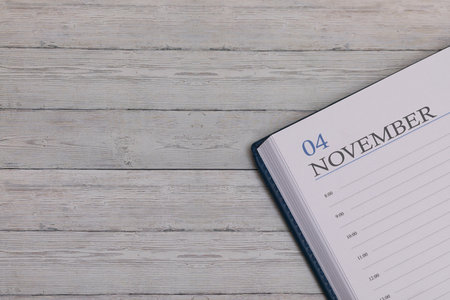 Exact date in the new diary. Important event and note space for November 14.の写真素材