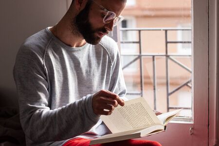 Man Reading Book Knowledge Relax Conceptの写真素材