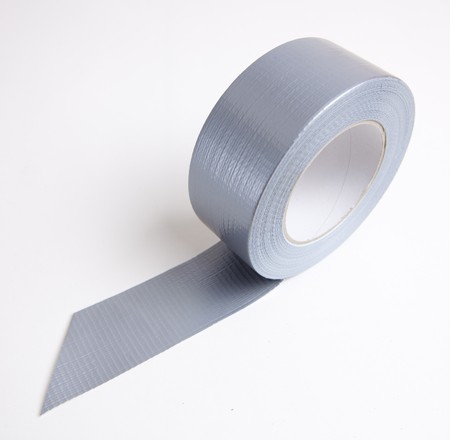Silver Tape on White Backgroundの写真素材