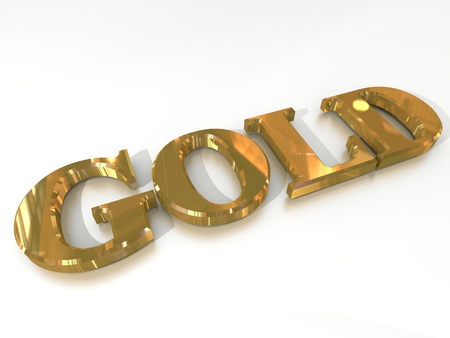 just Gold in golden letters on white backgroundの写真素材