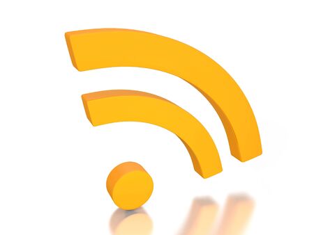 rss news feed symbol in 3D on white backgroundの写真素材