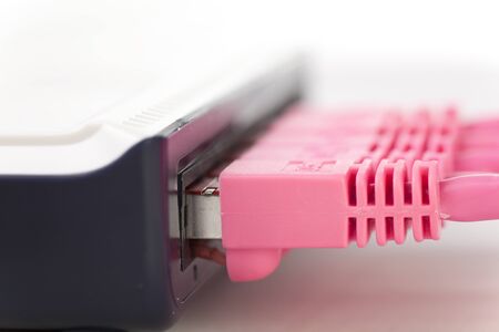 Ethernet caples connected, concept of networkingの写真素材