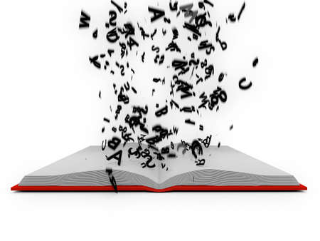 Book with flying Lettersの写真素材