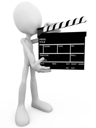 Guy with movie clapboardの写真素材