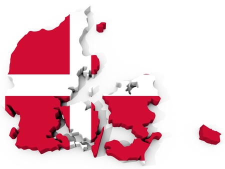The Map of denmark with flagの写真素材