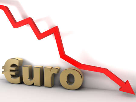 Euro chart is going down and hits the groundの写真素材