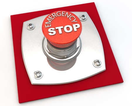 Emergency Stop button over white backgroundの写真素材