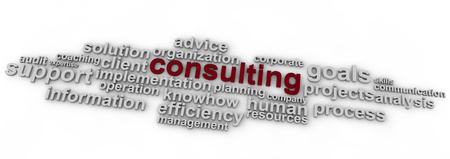 Consulting word cloud over white backgroundの写真素材
