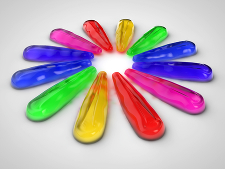 Colorful glass object arranged as flowerの写真素材