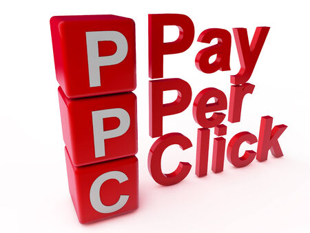 PPC Pay Per Click over white Backgroundの写真素材
