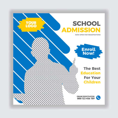 Kids school education admission social media banner and square flyer templateのイラスト素材