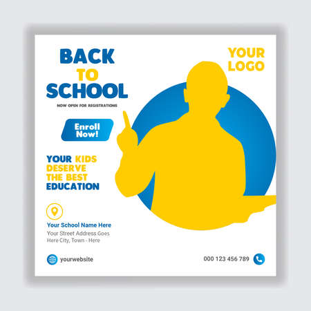 Kids school education admission social media banner and square flyer templateのイラスト素材