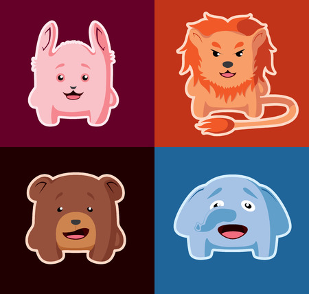 Set of cute cartoon animalsのイラスト素材