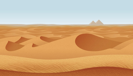 A high quality horizontal seamless background with desert. Pyramids on the horizon.のイラスト素材