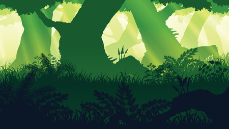 A high quality background of landscape with deep forest in Flat style.のイラスト素材