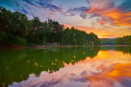 Sunset on the Kentucky River.の写真素材