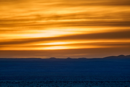 Cloudy sunset at City of Rocks State Park, New Mexico.の写真素材