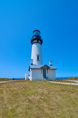 The historic Yaquina Head Lighthouse, Newport Oregonの写真素材