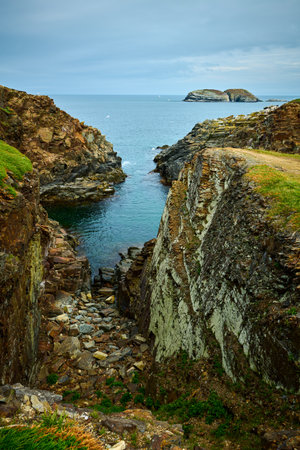 Rocky cliffs at Puffin bird viewing site Elliston, Bonavista Peninsula, Newfoundland, Canada.