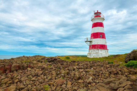 Brier Island Lighthouse on Brier Island near the town of Westport, Nova Scotia Canada.の写真素材