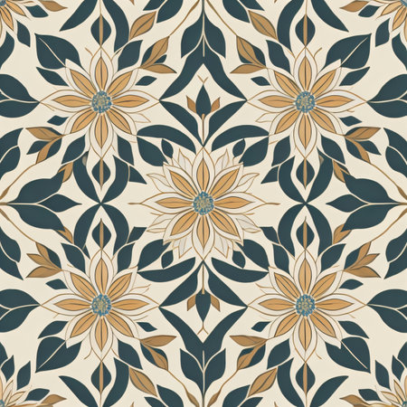 Seamless pattern with mandalas in retro style. Vector illustrationの素材