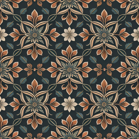 Seamless pattern with decorative flowers in retro style. Vector illustration.の素材