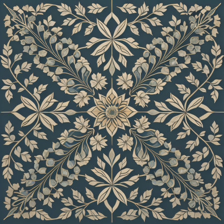 Seamless pattern with floral ornament. Vector illustration in vintage styleの素材
