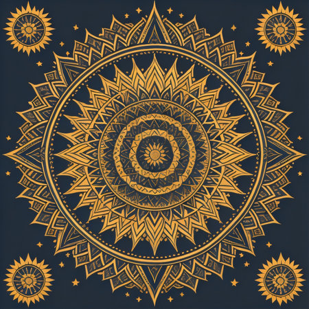 Ornament beautiful card with mandalas. Geometric circle element made in vectorの素材
