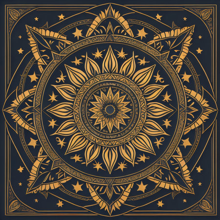 Vintage background with mandala ornament. Template for laser cutting. Vector illustration.の素材