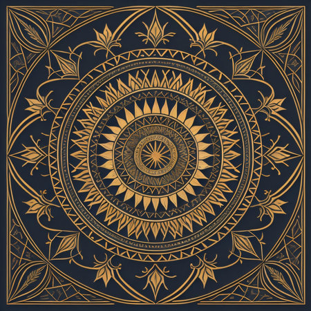 Vintage decorative background with mandalas. Hand drawn vector illustration.の素材