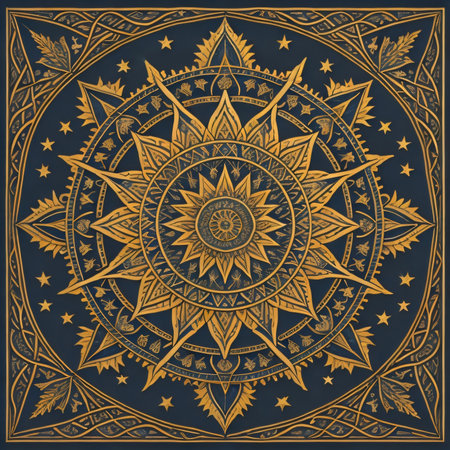Mandala pattern on dark blue background. Vector illustration for your designの素材